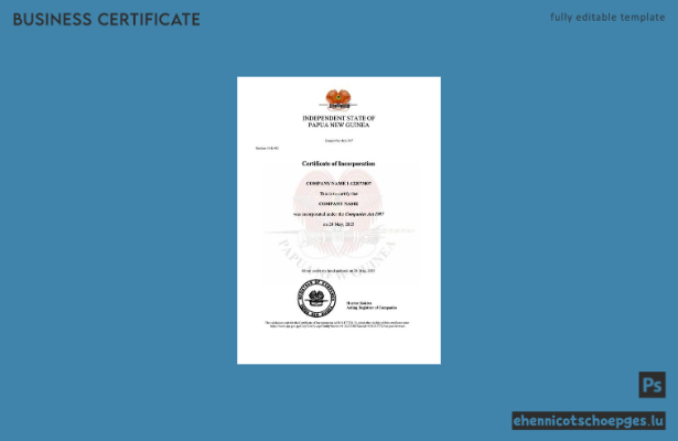 Papua-Neuguinea Gründungsurkunde – Beispielansicht in Word und PDF